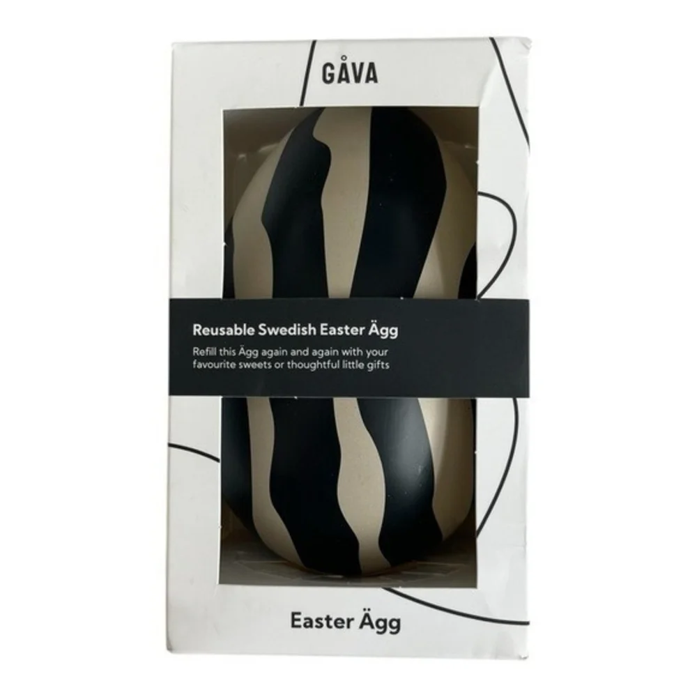 GAVA Fillable Tin Easter Egg Zebra Pattern 4.5